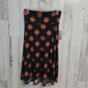New Lularoe Red And Green Rose Midi Skirt Womens Size Small